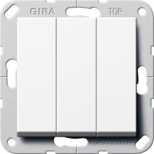 Gira 284403 Wipptaster, 3fach, 10 A, 250 V~, mit Wippen, Schließer, 1-polig, System 55, reinweiß glänzend