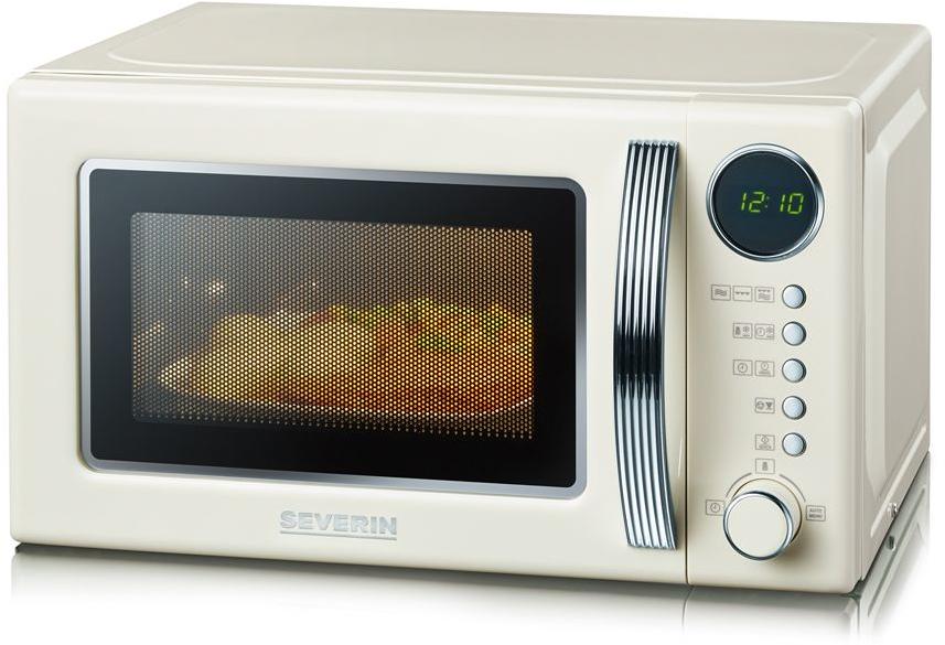 Klarstein Retro Mikrowelle 700 W Grill 1000W Microwave 20l Timer Edelstahl creme 